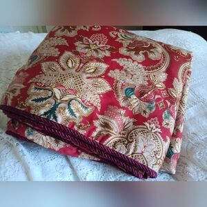 Vtg Ralph Lauren Rossellini Jardiniere Duvet King Paisley Red Sateen Braid Trim